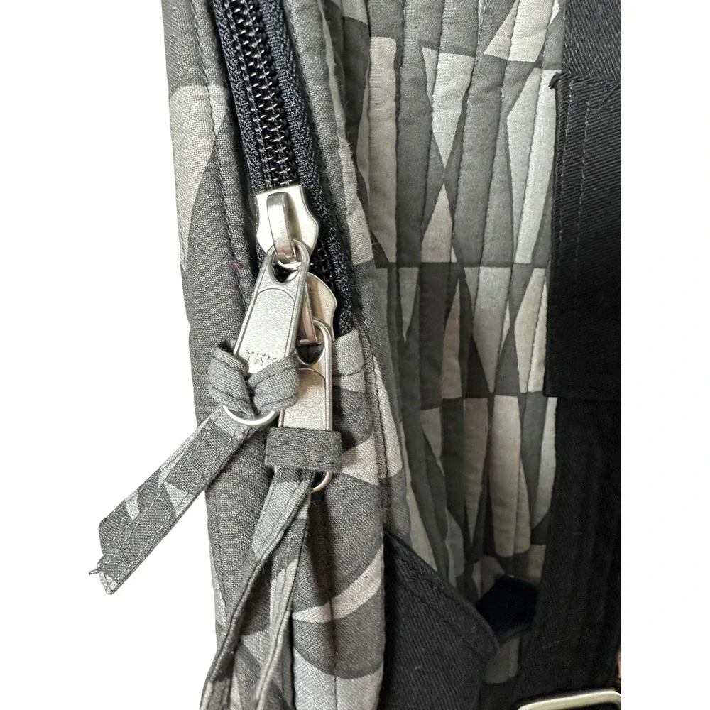 Company Kids Quilted Sling Backpack Grey Geometric Triangle Print Cotton Bag